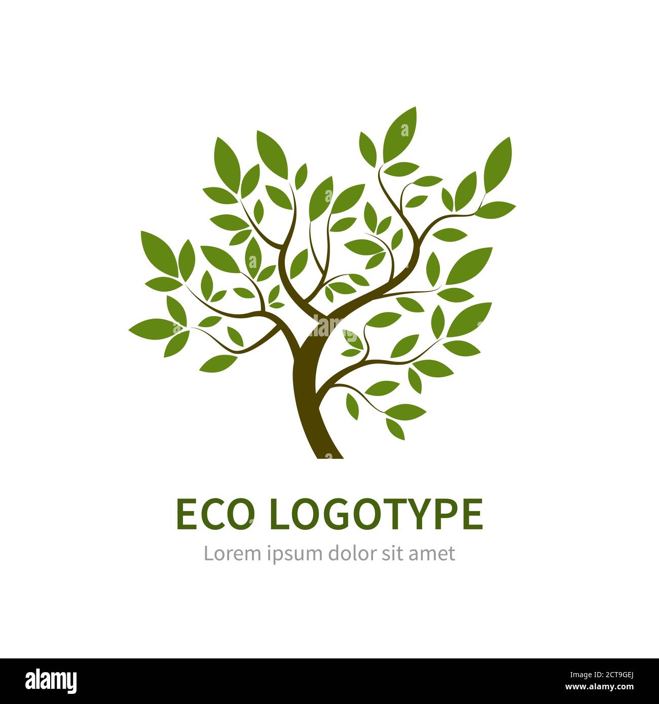 Stylized vector simple tree logo. Vector tree logotype for gardening and environment concepts. Eco logo Stock Vector