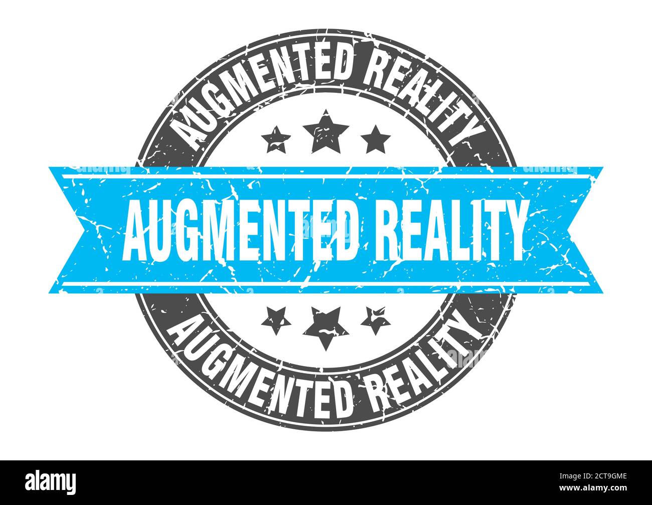 augmented reality round stamp with ribbon. sign. label Stock Vector