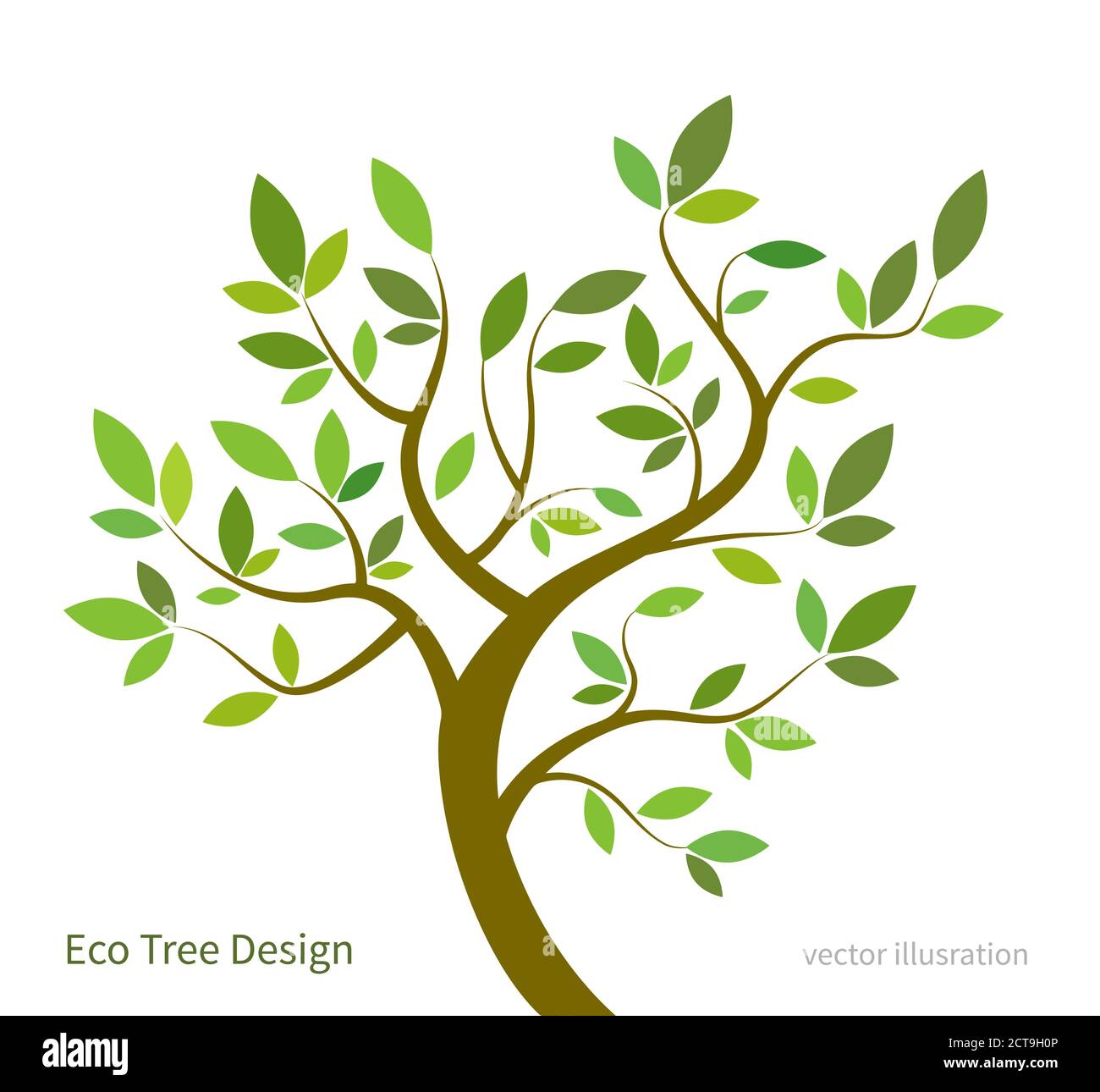 Stylized vector tree with branches and leaves, eco concept. Vector tree ...