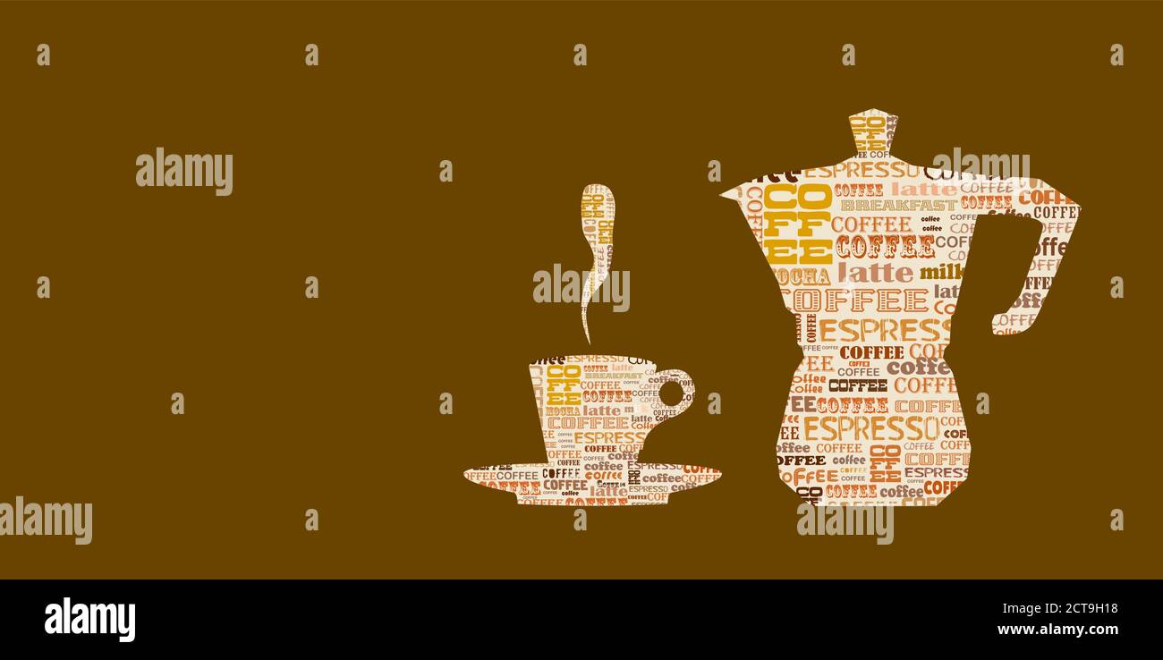 coffee /espresso design template, word cloud coffee menu, free copy space, vector Stock Vector