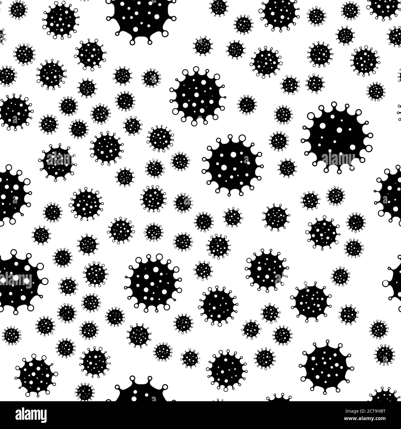 Coronavirus seamless background pattern. Black virus silhouettes. COVID ...