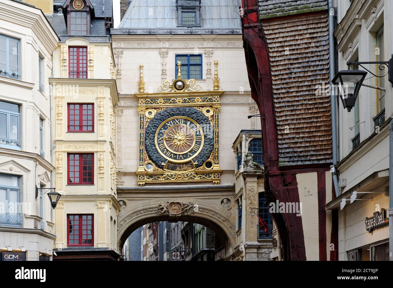 France, Region Haute-Normandie, Departements Seine-Maritime, Rouen, Le Gros Horolge, astronomical clock Stock Photo