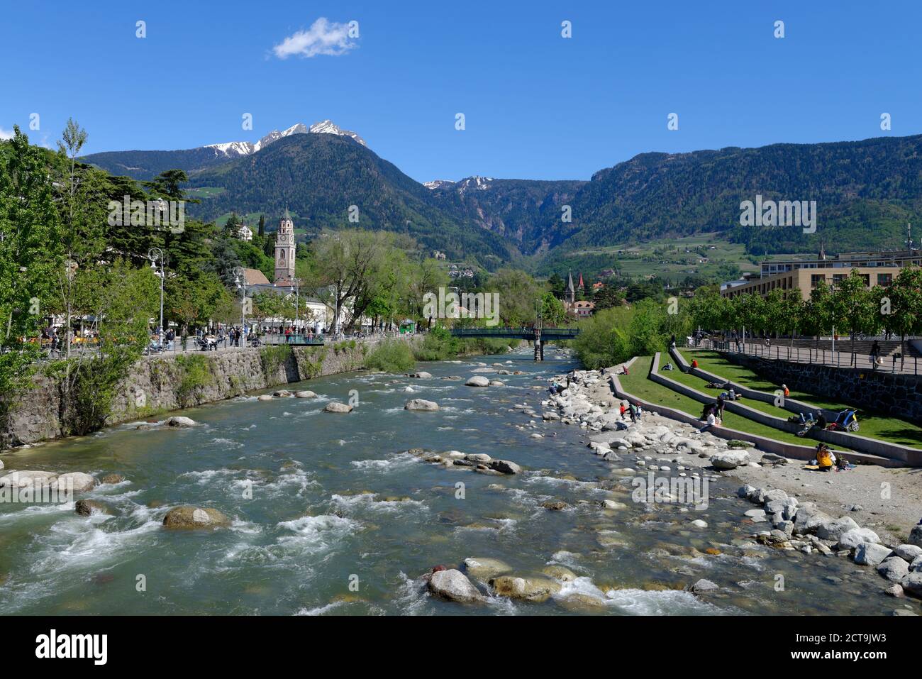 Italy, Alto Adige, South Tyrol, Burggrafenamt, Meran, Passeier valley, Promenade Stock Photo