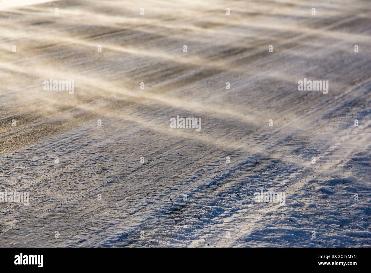 Norway, Snowdrift on road near Kiberg Stock Photo