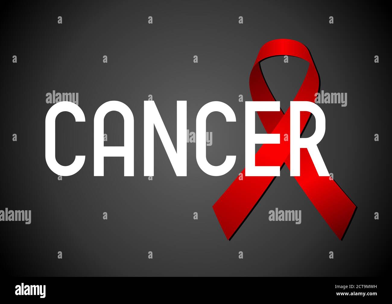 Cancer concept, red ribbon - vector illustration Stock Vector