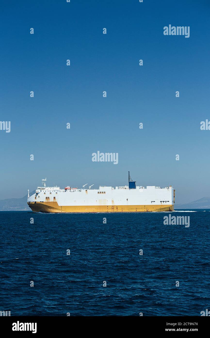 Spain, Andalusia, Taria, Strait of Gibraltar, Car ferry Stock Photo