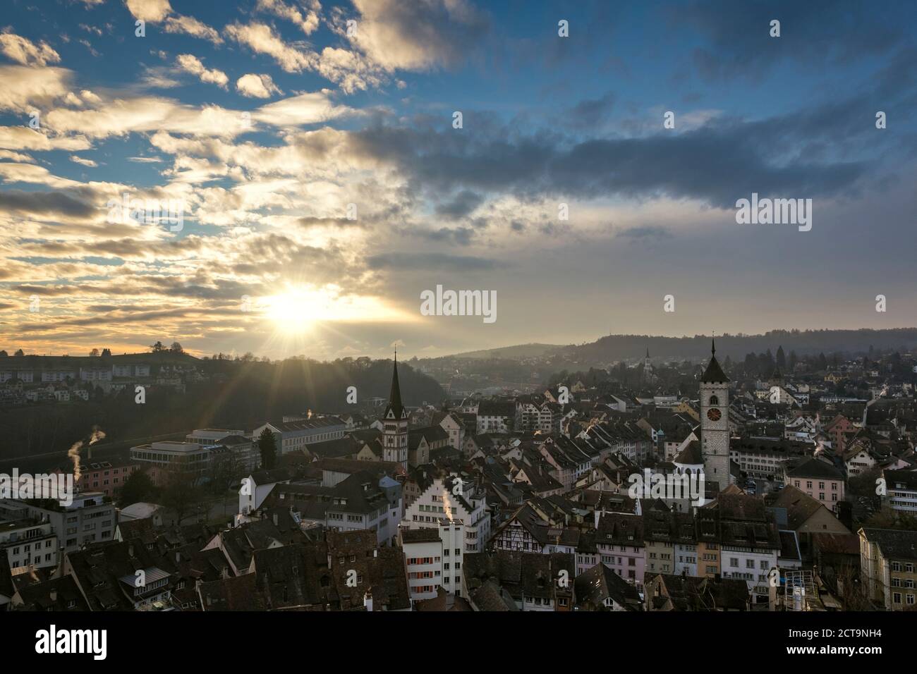 Switzerland, Canton of Schaffhausen, Schaffhausen, old town at evening mood Stock Photo