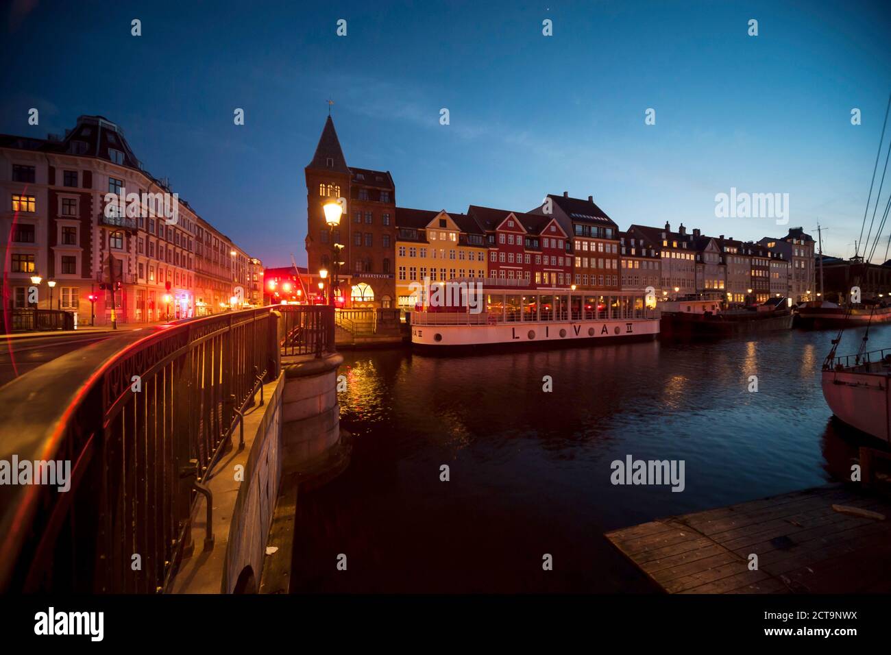 Denmark, Copgenhagen, Nyhavn in the evening Stock Photo