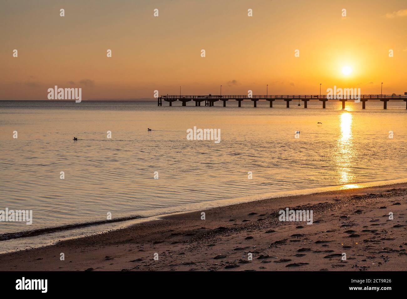 Germany, Timmendorfer Strand, Baltic Sea with sea bridge Stock Photo