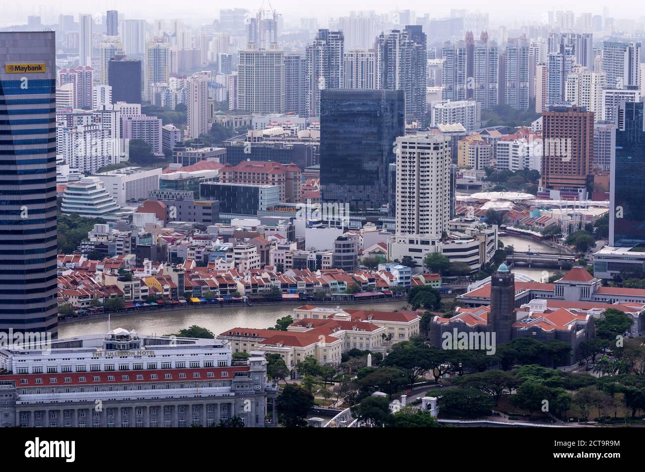 Asia, Singapore, View from Marina Bay Hotel to Downtown Core Singapur and Clarke Quay Stock Photo