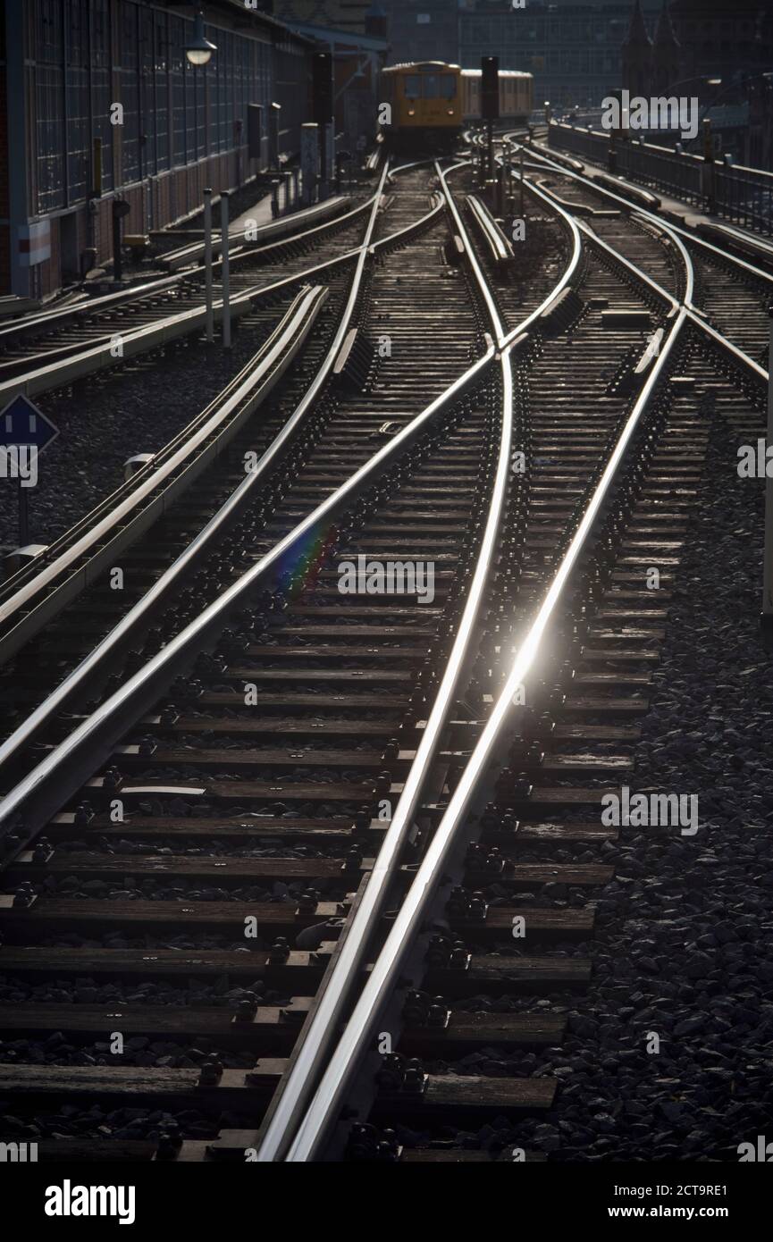 Germany, Berlin, rail tracks of elevated railway Stock Photo