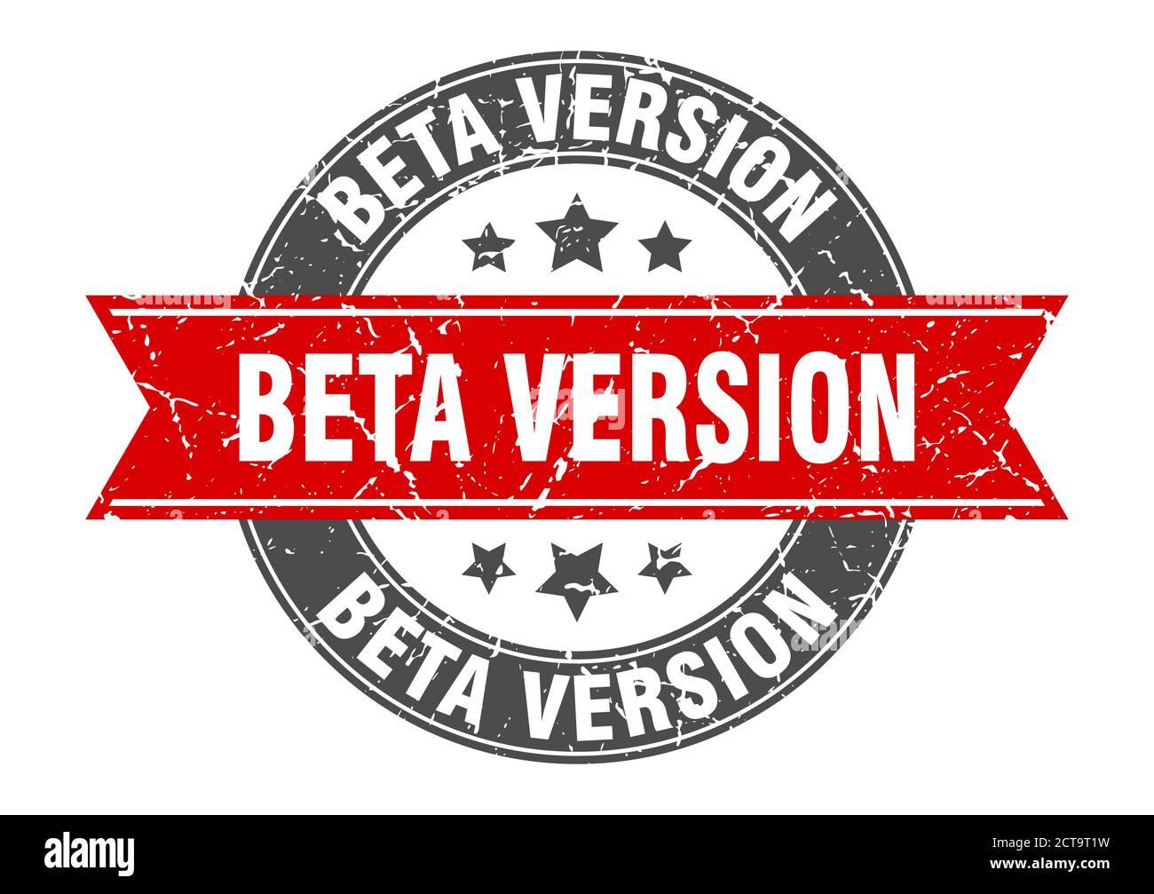 beta version round stamp with ribbon. sign. label Stock Vector