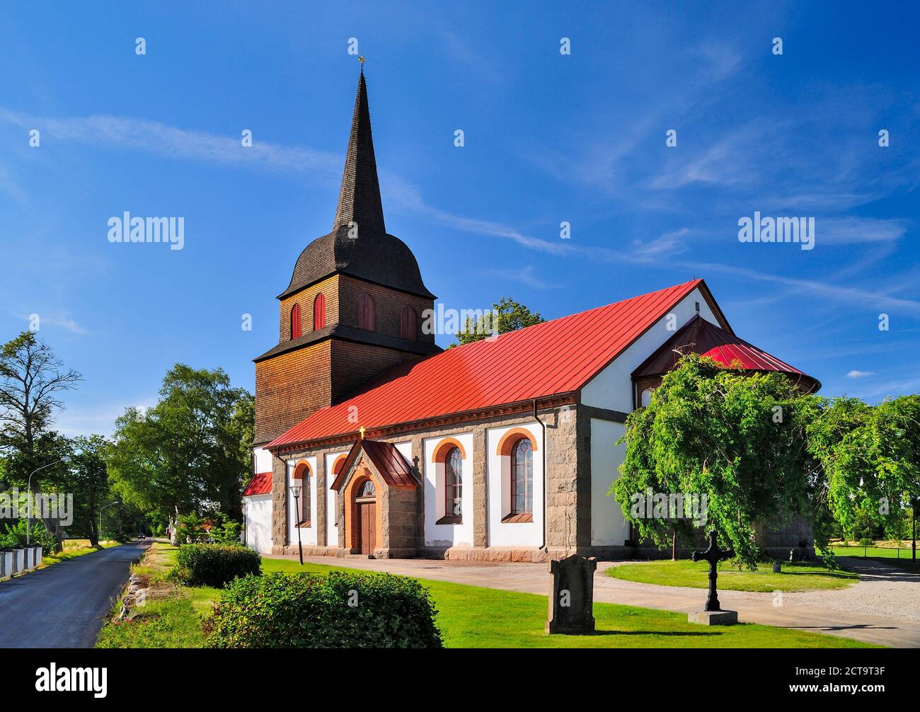 Sweden, Smaland, Kalmar laen, Vimmerby, Tuna, view to church Stock Photo