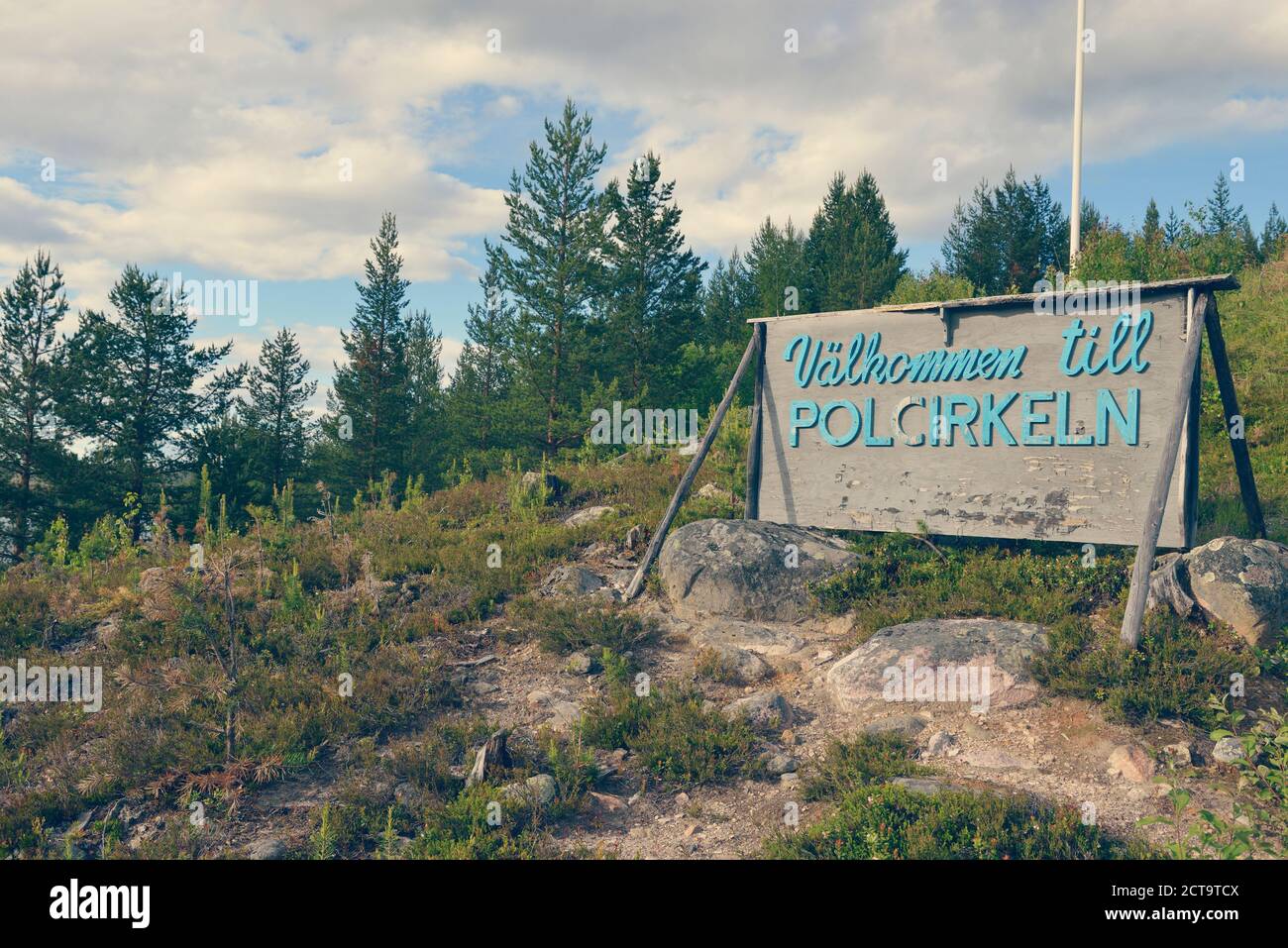 Sweden, Jokkmokk, Polar circle sign Stock Photo