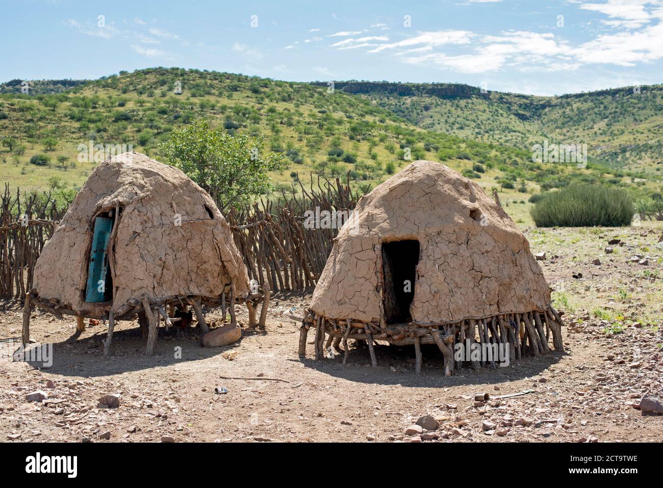 Africa, Namibia, Damaraland, Himba settlement, Clay huts Stock Photo