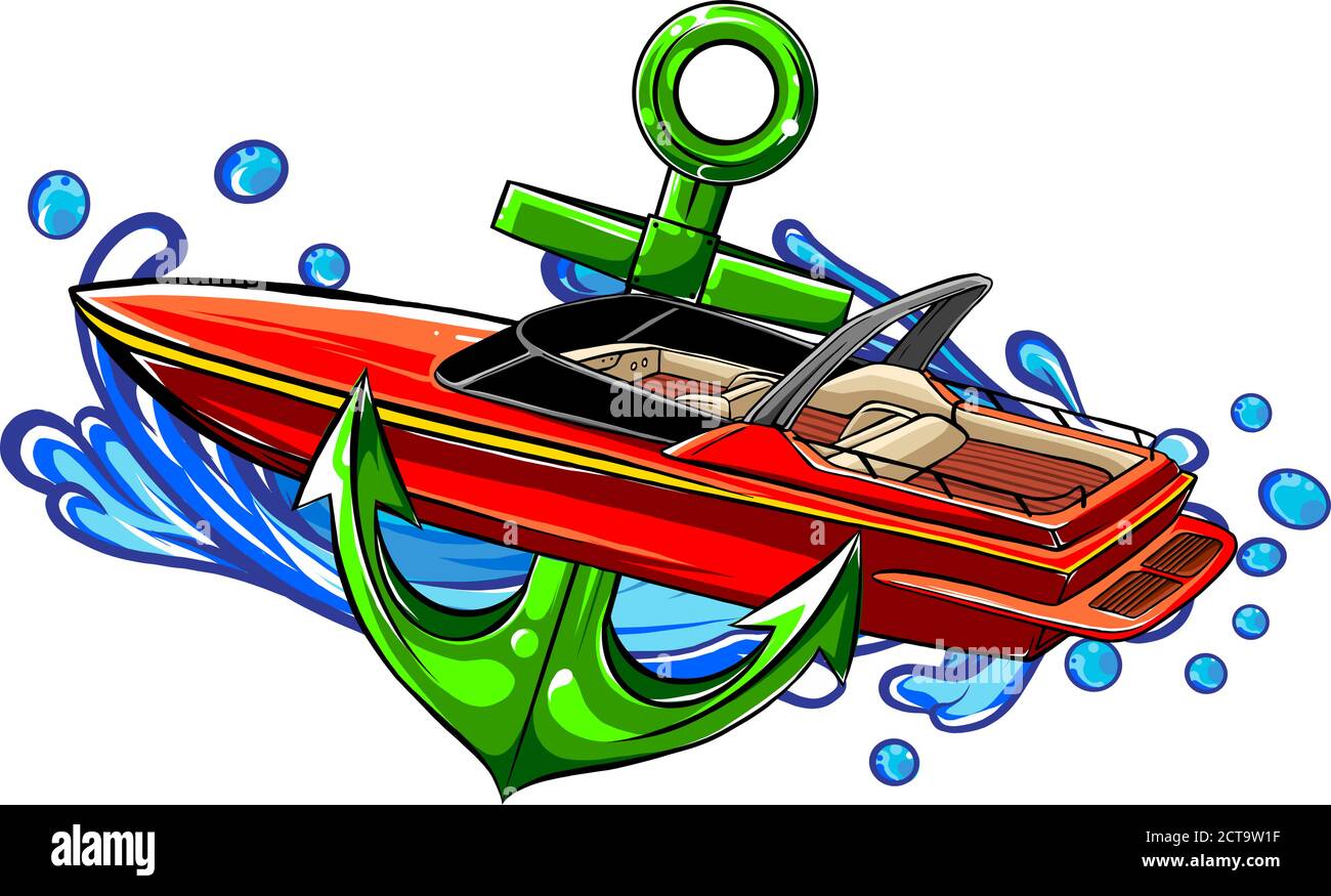 Vector Illustration with Boat Graphics on White Background. Stock Vector