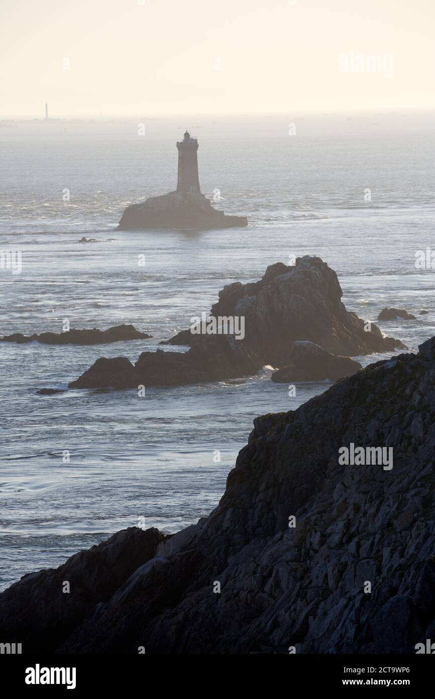 France, Bretagne, Finistere, Pointe du Raz, Lighthouse Stock Photo