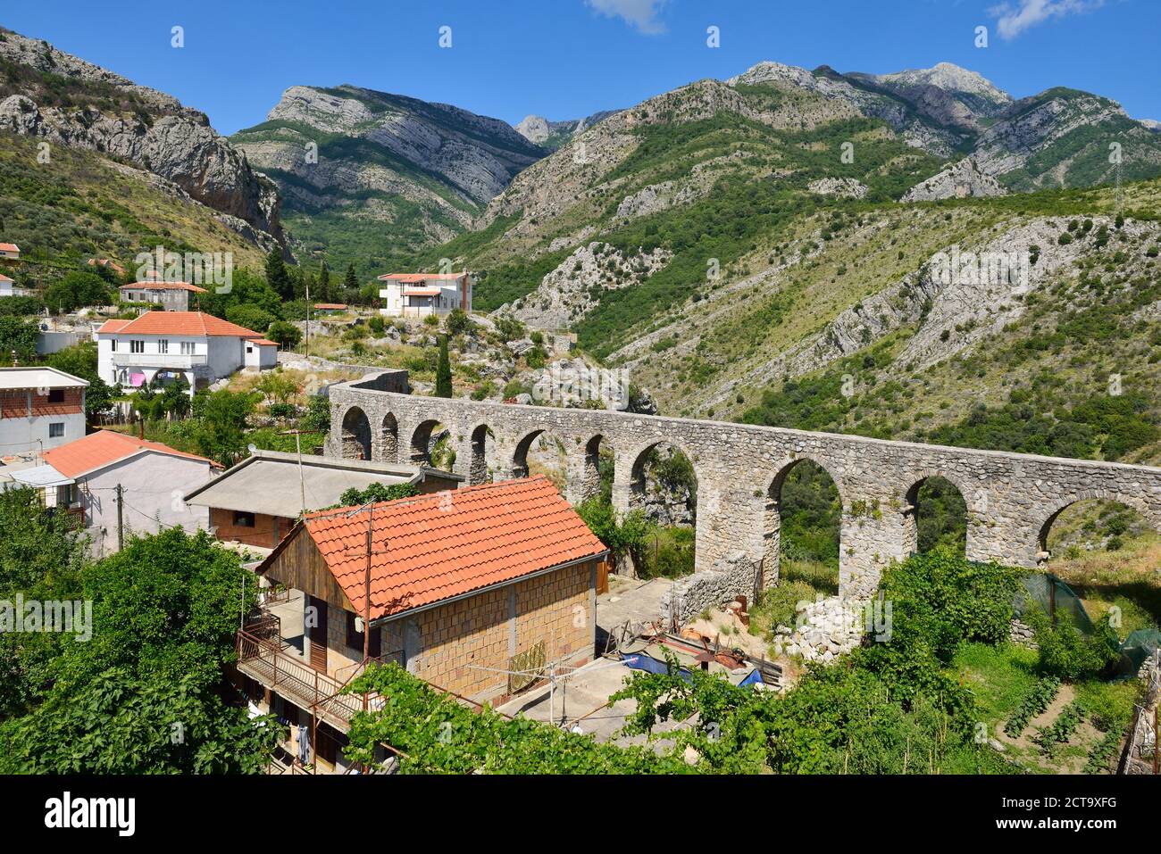 Montenegro, Crna Gora, aqueduct in the historic settlement of Stari Bar Stock Photo