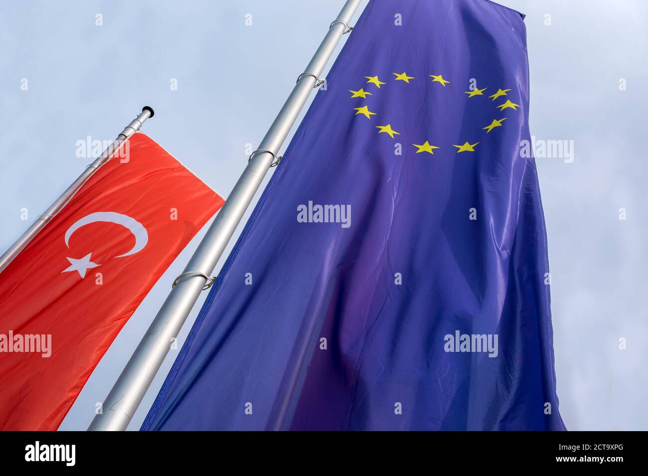 Turkish and EU flag Stock Photo