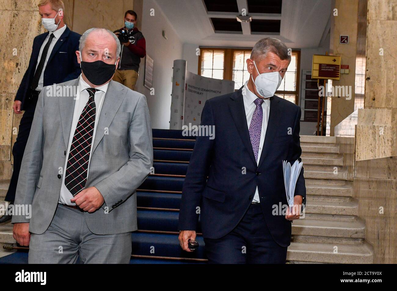 Prague Czech Republic 22nd Sep 2020 Czech Health Minister Roman Prymula Left And Czech Pm Andrej