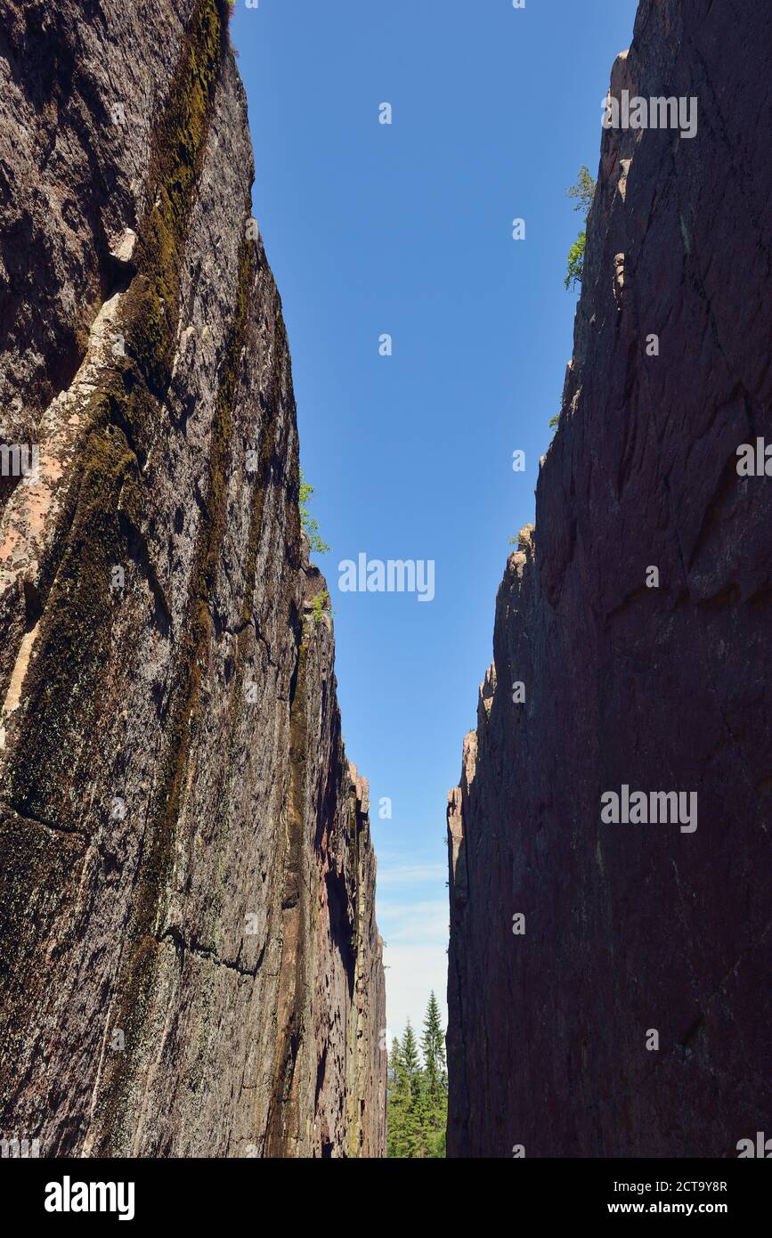 Sweden, Oernskoeldsvik, Skuleskogen National Park, Slattdalsskrevan Canyon Stock Photo