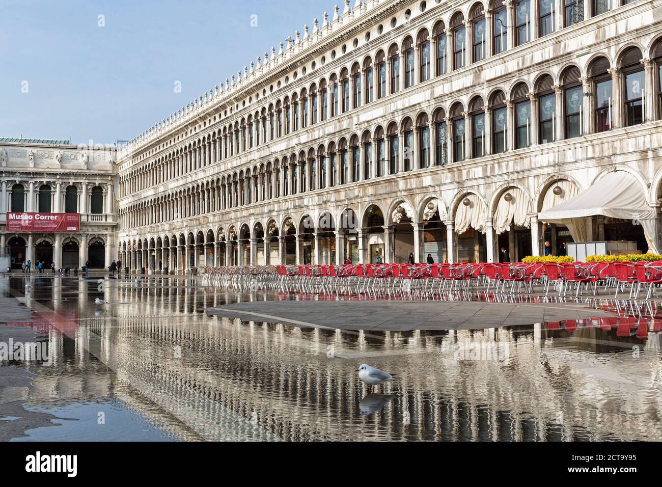 Italy, Venice, Floodwaters on St Mark's Square Stock Photo