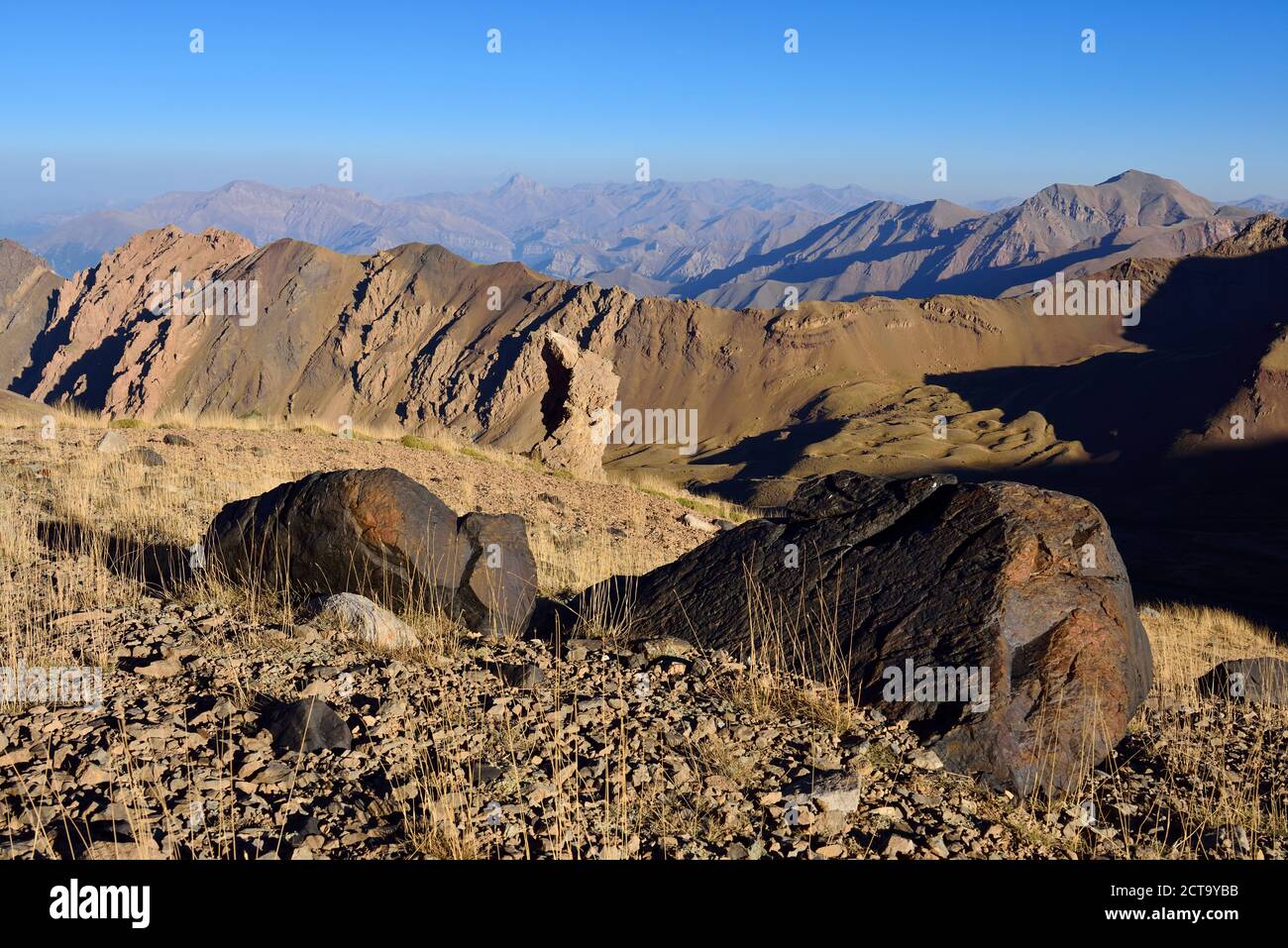 Iran, Mazandaran Province, Alborz Mountains,  Takht-e Suleyman Massif, view towards Damavand Stock Photo