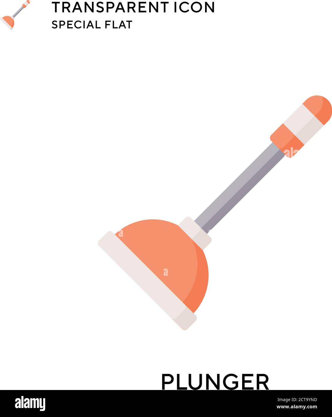 Plunger vector icon. Flat style illustration. EPS 10 vector. Stock Vector