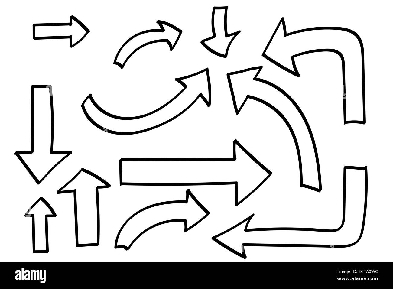 Doodle symbols. Pointer icons. Pointer graphic symbols Stock Vector