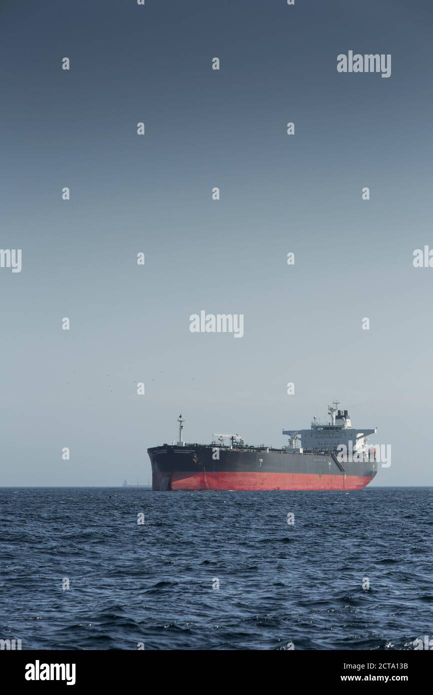 Gibraltar, Oil tanker on the Mediterranean Sea Stock Photo