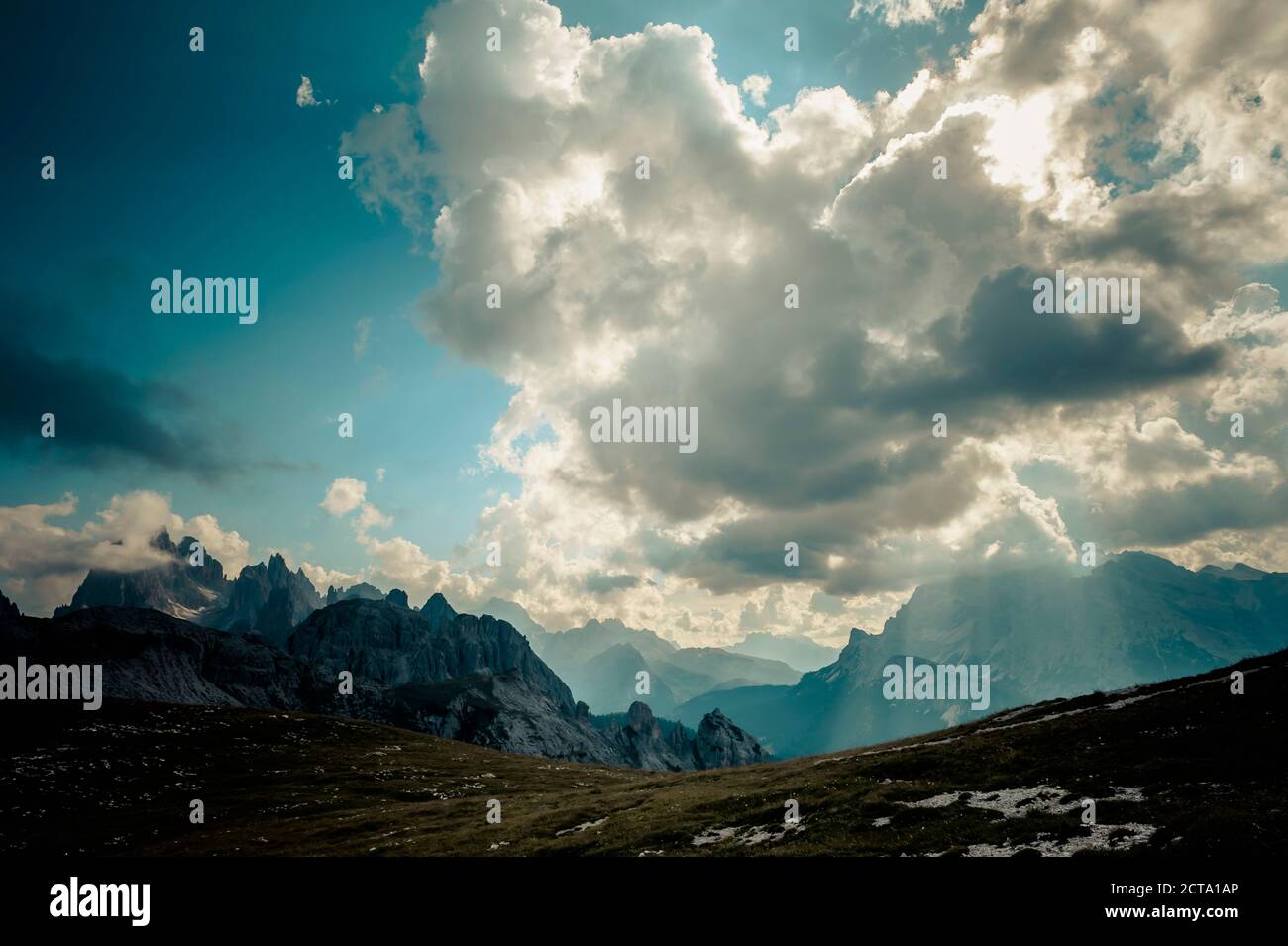 Italy, Province of Belluno, Veneto, Auronzo di Cadore, Tre Cime di Lavaredo, cloudscapes Stock Photo