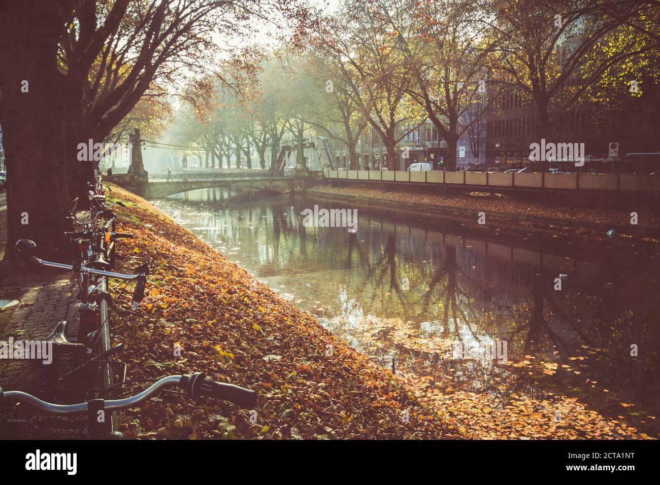 Germany, Duesseldorf,  City canal and Koenigsallee Stock Photo