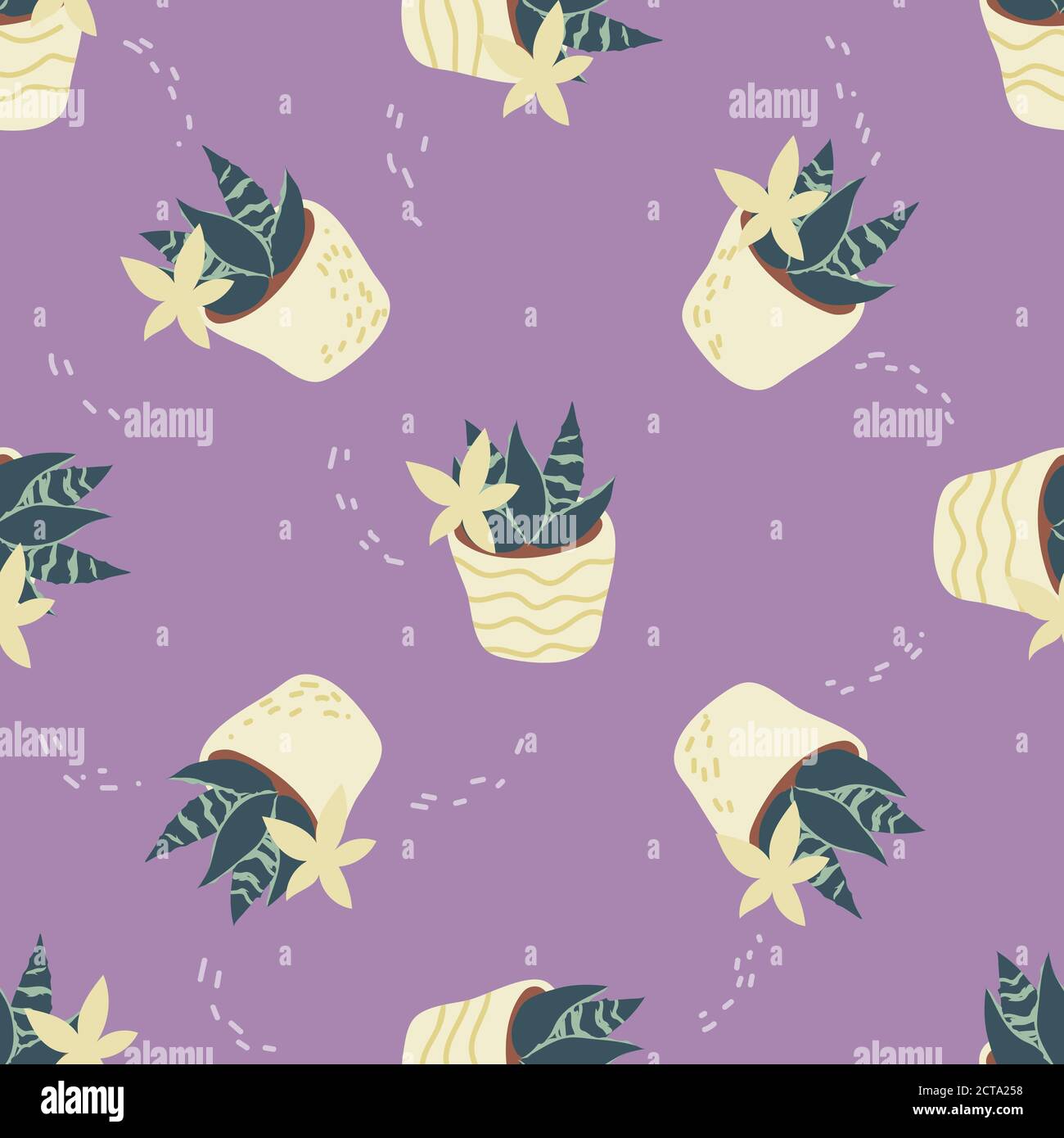Seamless pattern with home plants flat vector illustration scandinavian ...