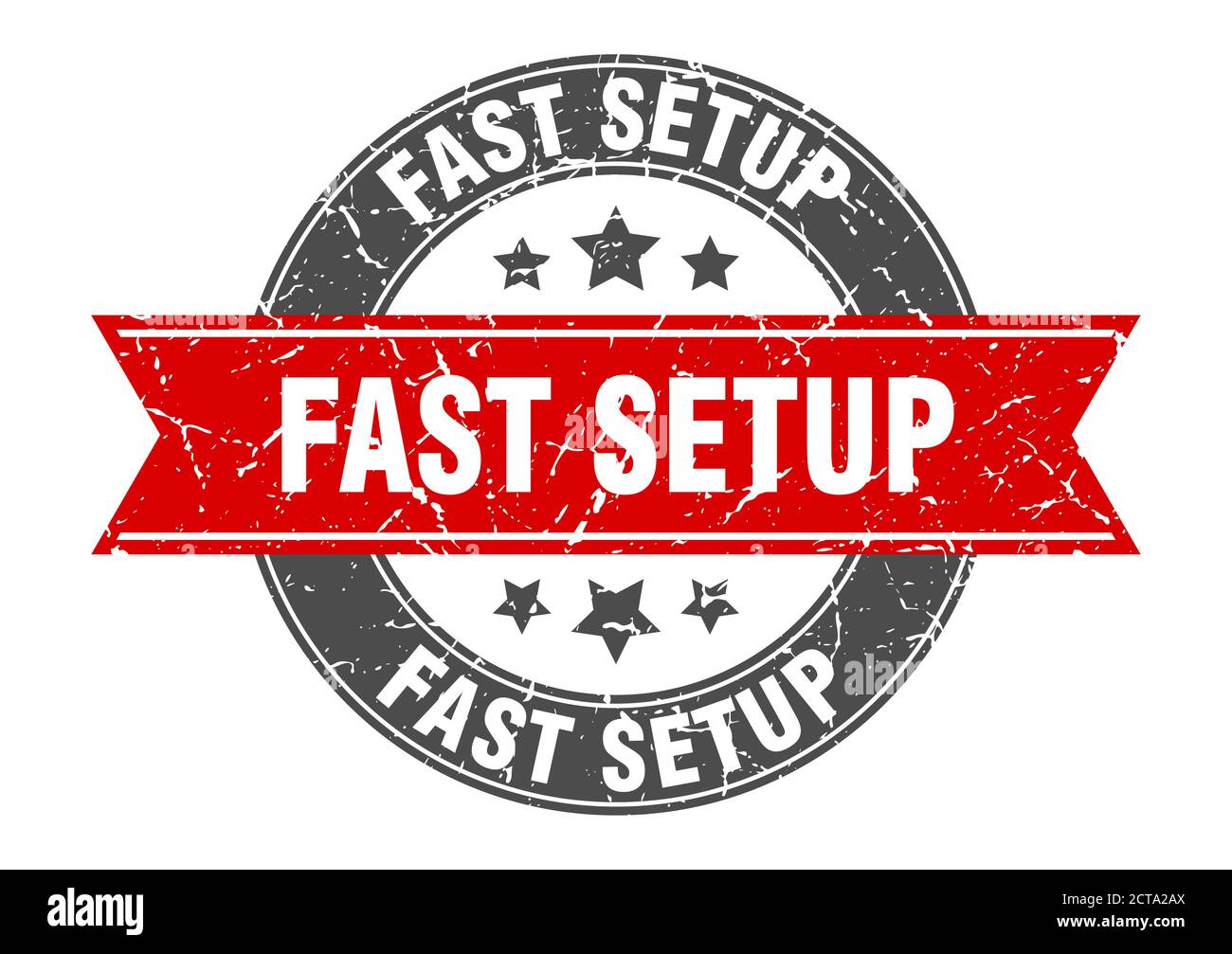 fast setup round stamp with ribbon. sign. label Stock Vector