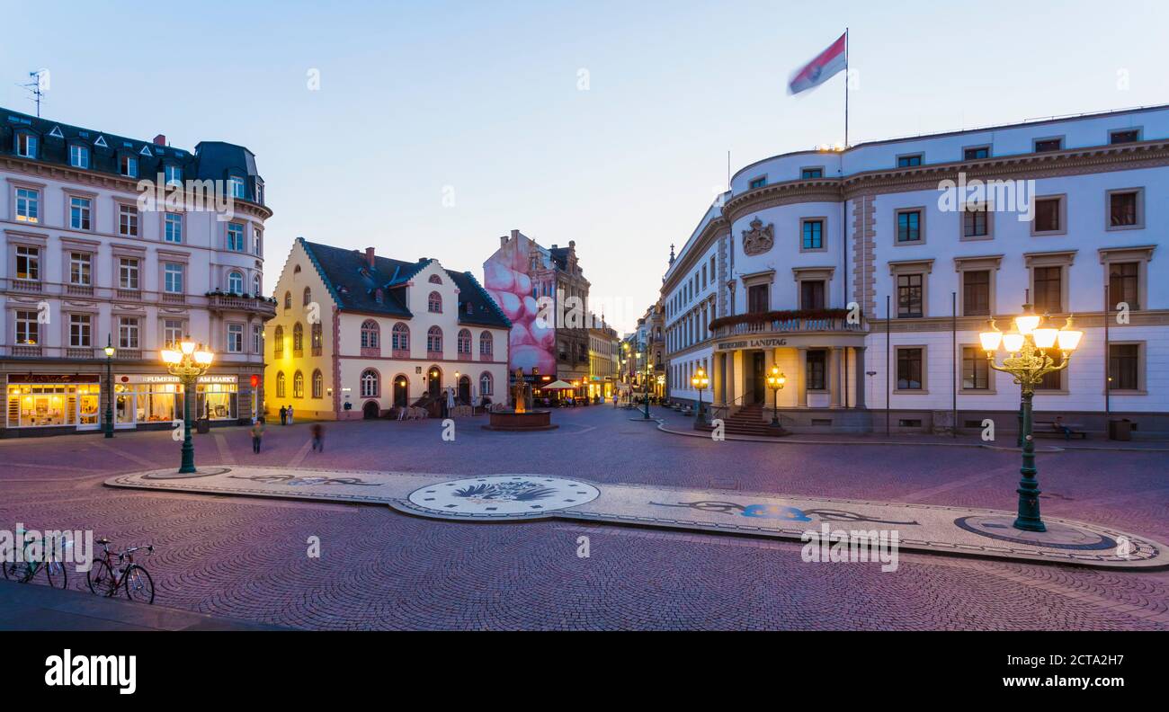 Germany, Hesse, Wiesbaden, Hessian Landtag in Stadtschloss and pedestrian area Stock Photo