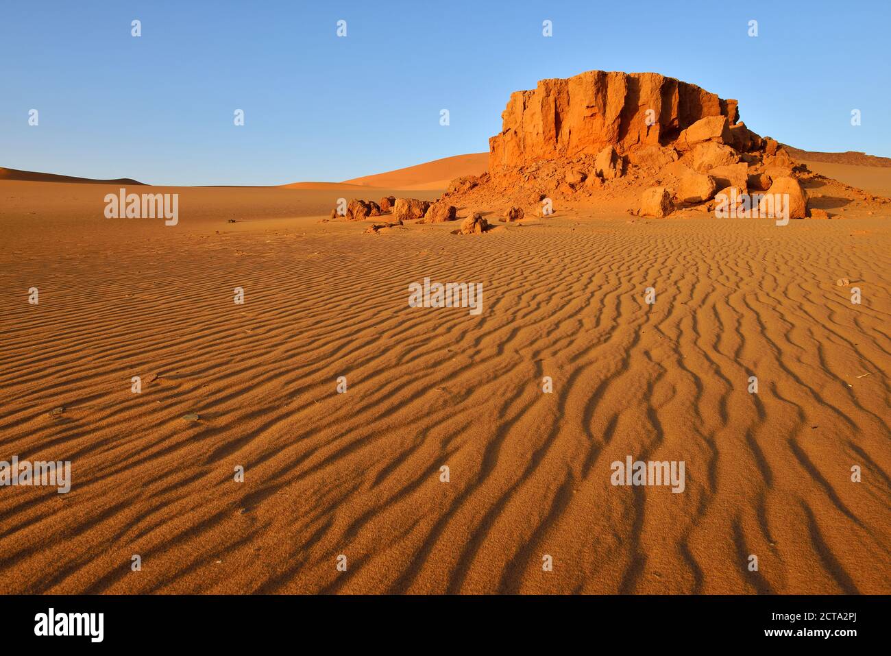 Africa, Algeria, Sahara, Tassili N'Ajjer National Park, Tadrart, Sandstone formation Stock Photo