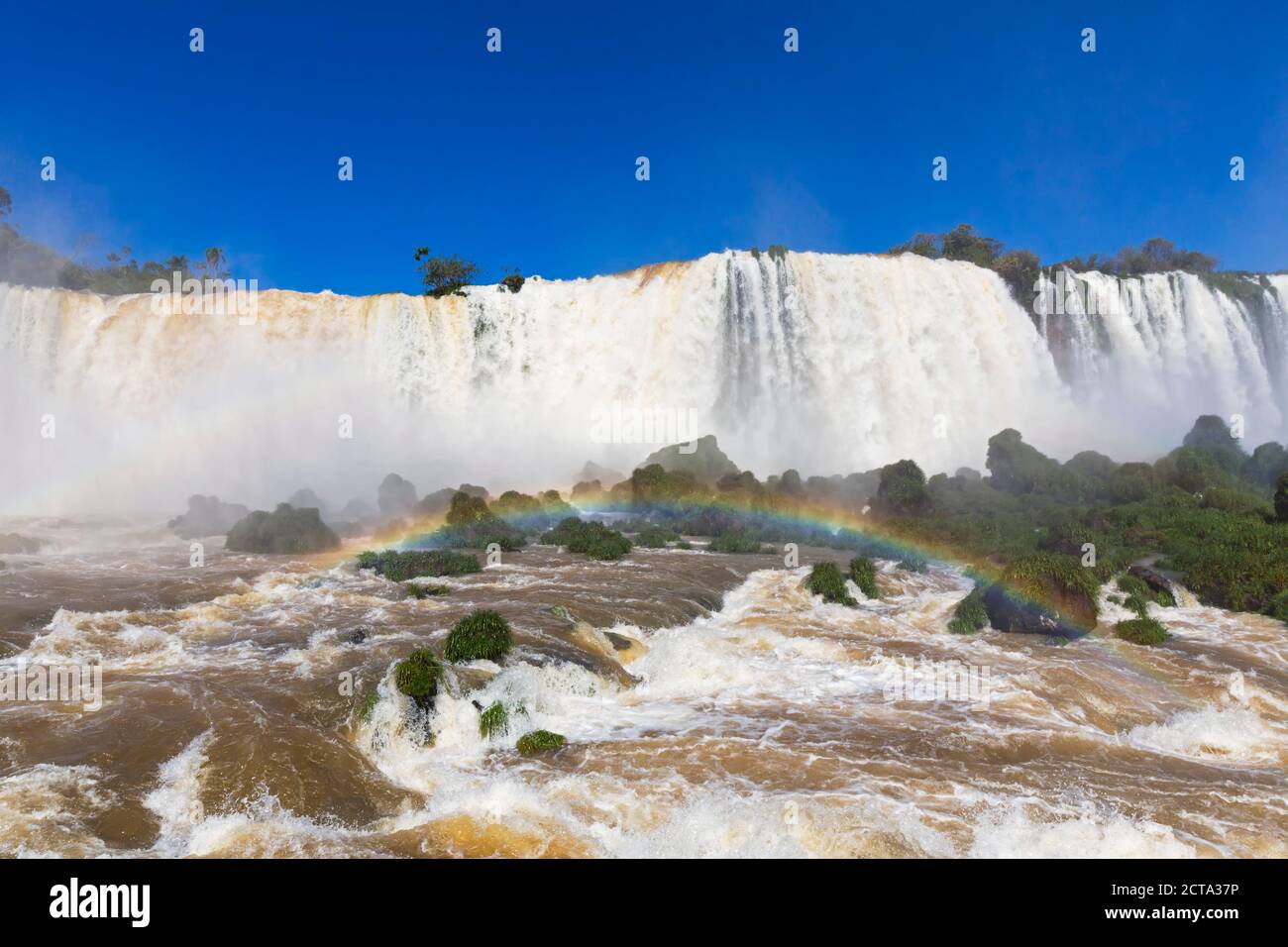 South America, Brazil, Parana, Iguazu National Park, Iguazu Falls, Rainbow Stock Photo