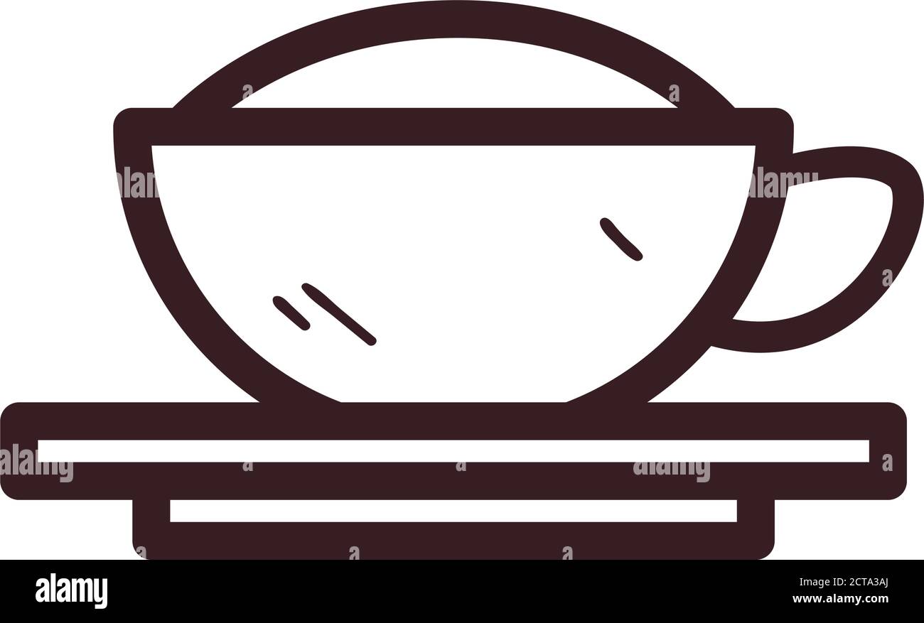 Coffee cup line style icon design of time drink breakfast beverage shop