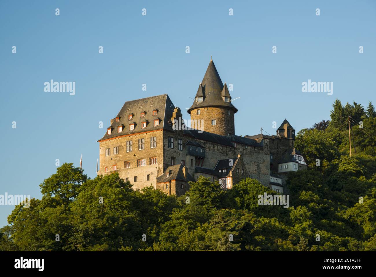 Germany, Rhineland Palatinate, Bacharach, Stahleck Castle, Upper Middle Rhine Valley Stock Photo