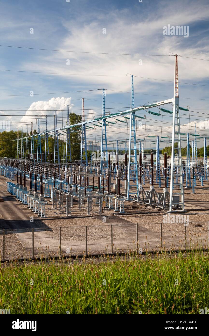 France, Alsacem Haut-Rhin, Neuf-Brisach, electricity substation Stock Photo
