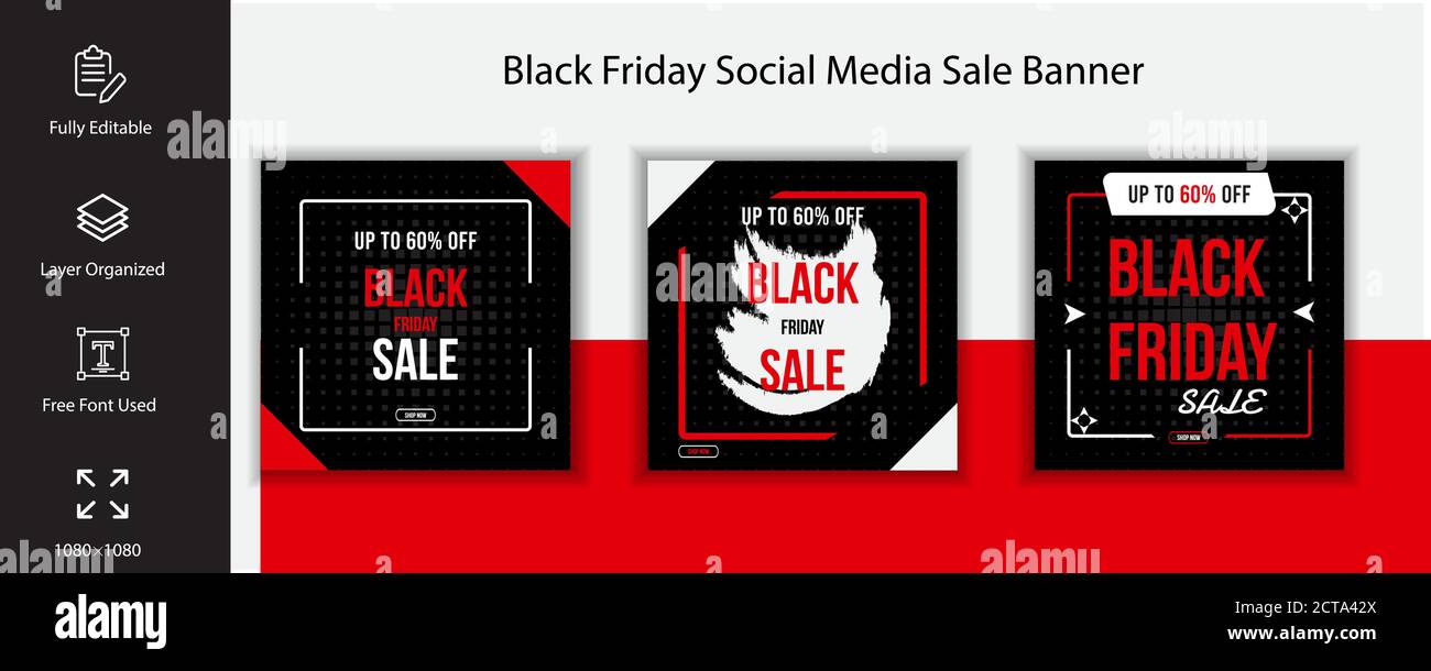 Black Friday Social Media Web Banner Template Design. Stock Vector
