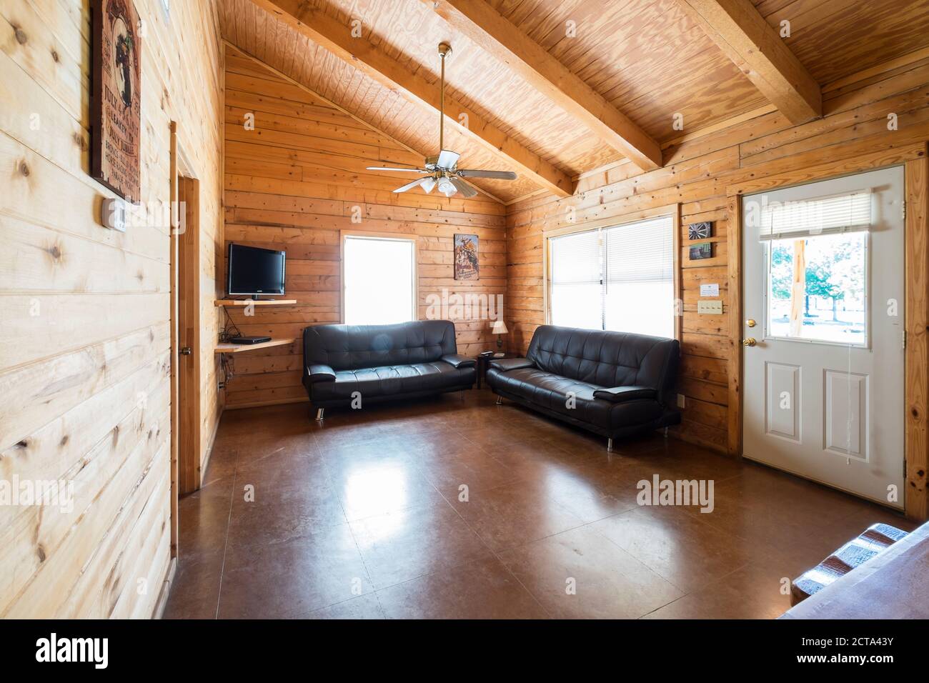 USA, Texas, Log home interior Stock Photo
