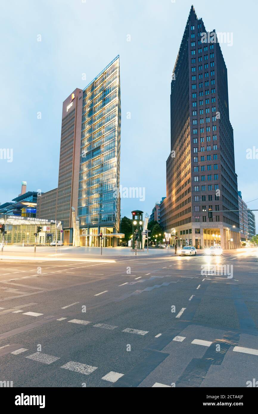 Germany, Berlin, high-rise buildings of Renzo Piano and Hans Kollhoff at Potsdam Square Stock Photo
