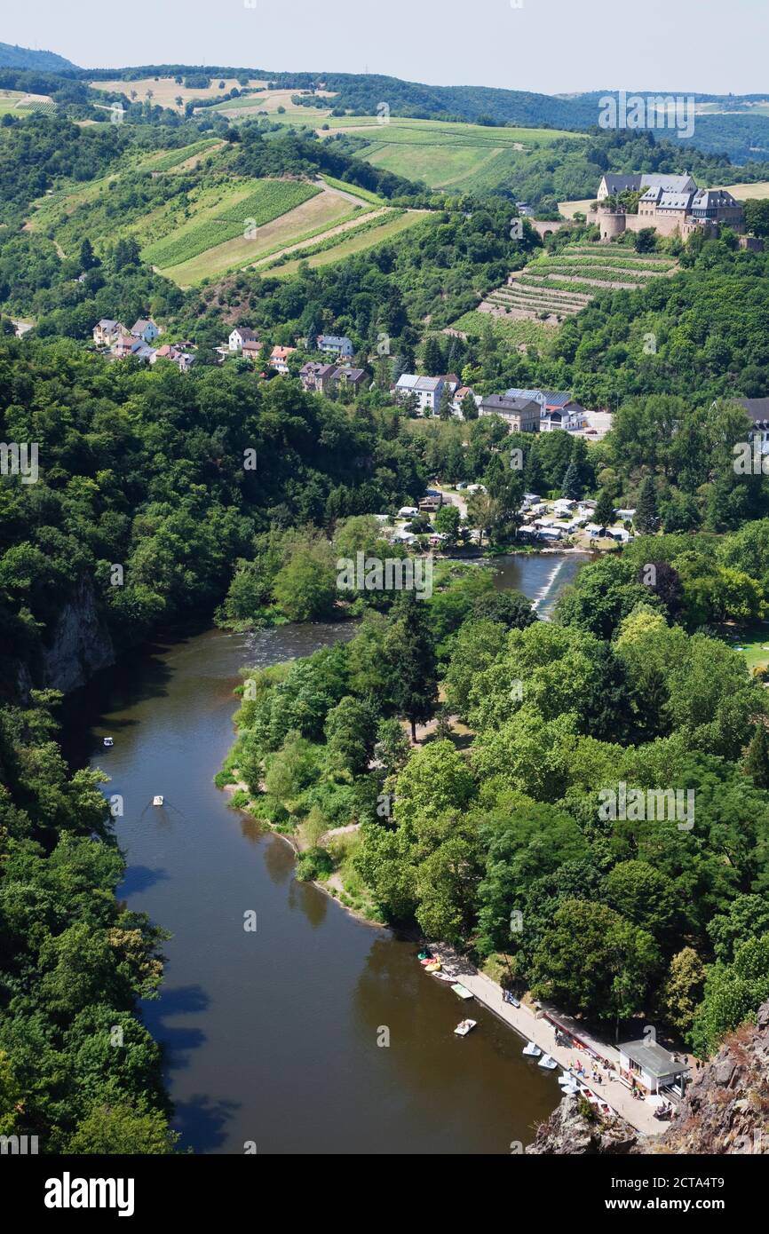 Germany, Rhineland-Palatinate, Bad Munster am Stein-Ebernburg, Ebernburg at Nahe river Stock Photo