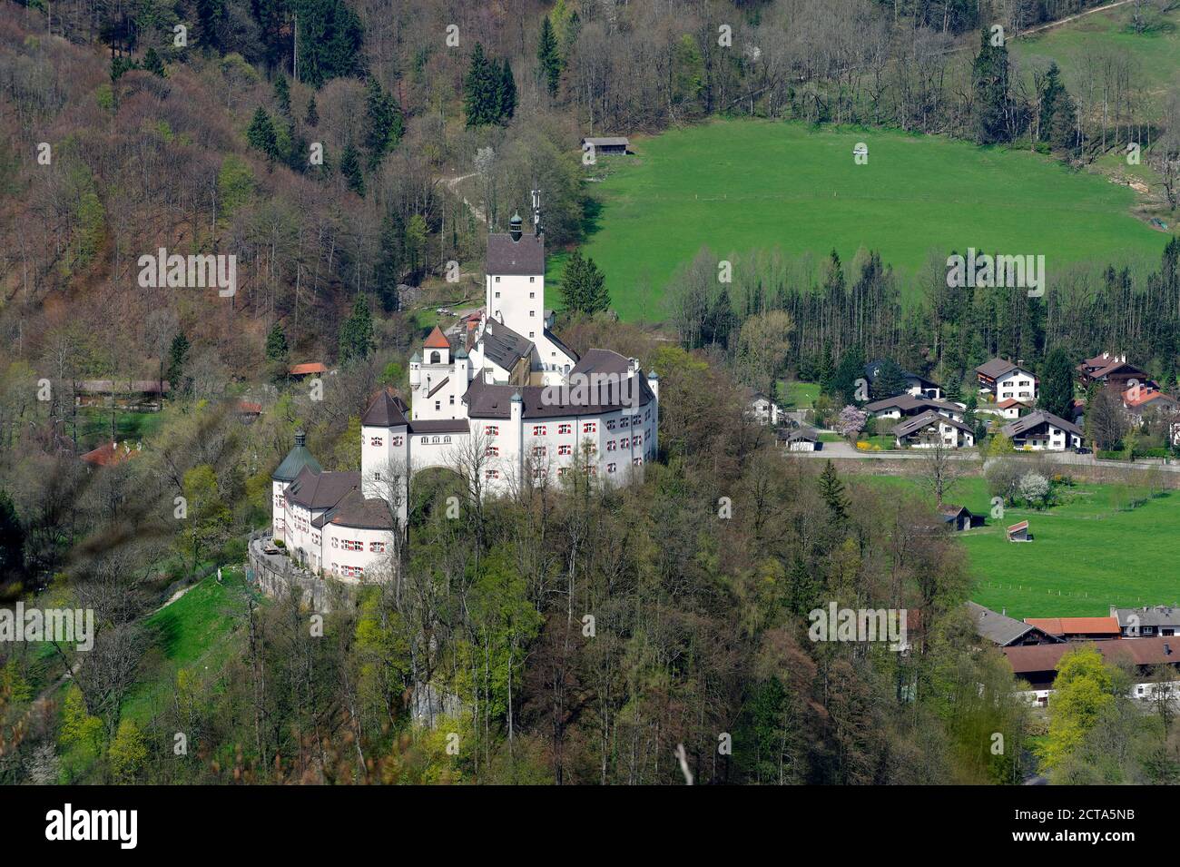 Germany, Bavaria, Chiemgau, Aschau, view to Hohenaschau castle Stock Photo