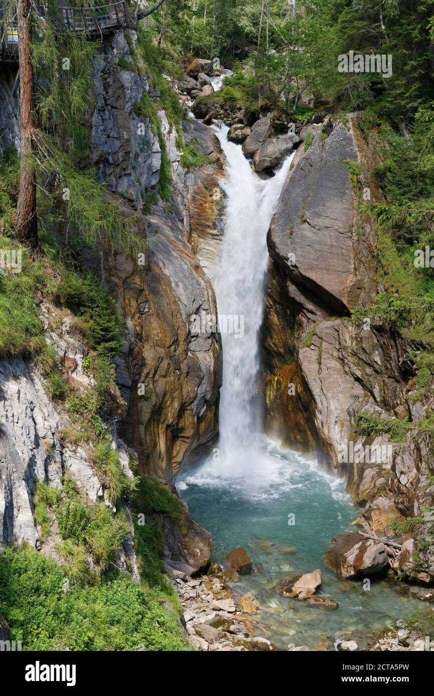 Austria, Carinthia, Obervellach, waterfall at Groppensteinschlucht Stock Photo