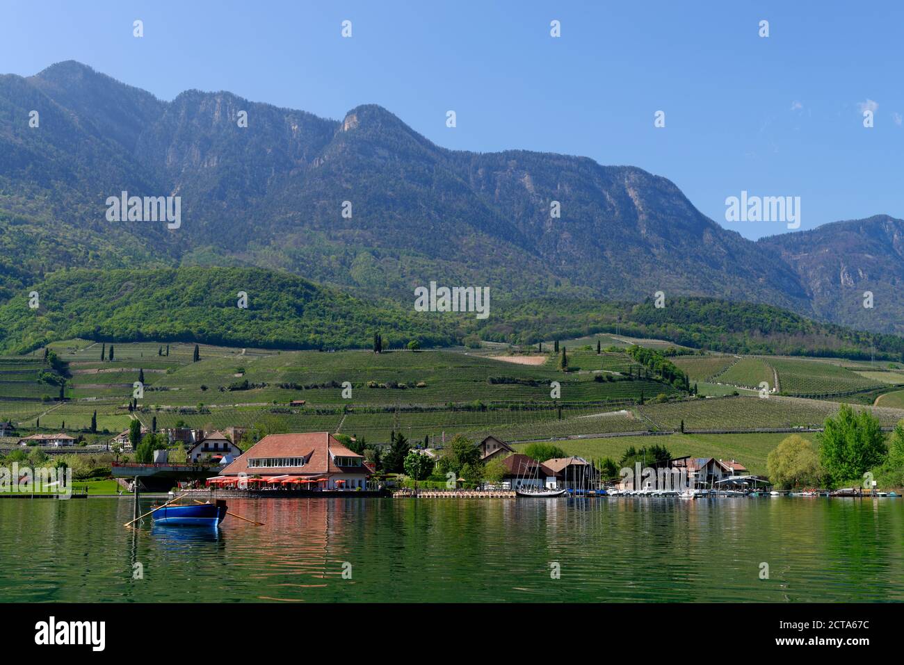 Italy, South Tyrol, South Tyrolean Unterland, Ueberetsch, Kaltern, Lake Kaltern, St. Josef am See Stock Photo