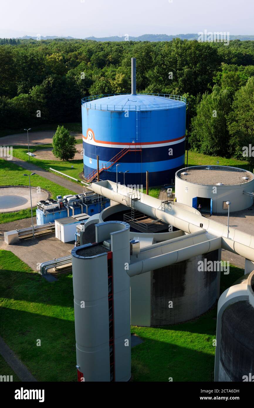 Germany, Baden Wuerttemberg, Gas tank of water treatment plant Stock