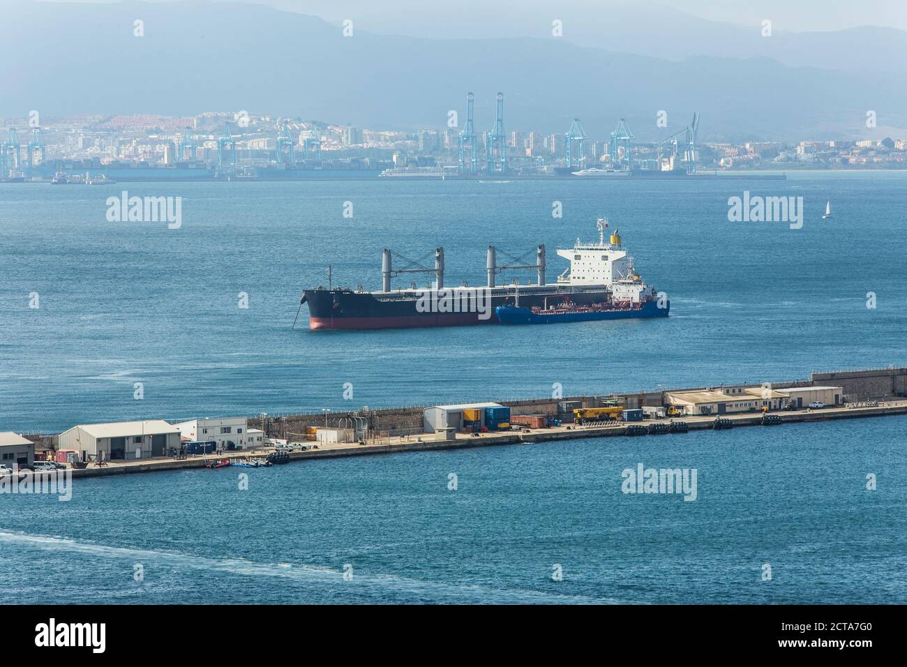 Spain, Andalucia, Algeciras, Oil tanker in the Bay of Gibraltar Stock Photo