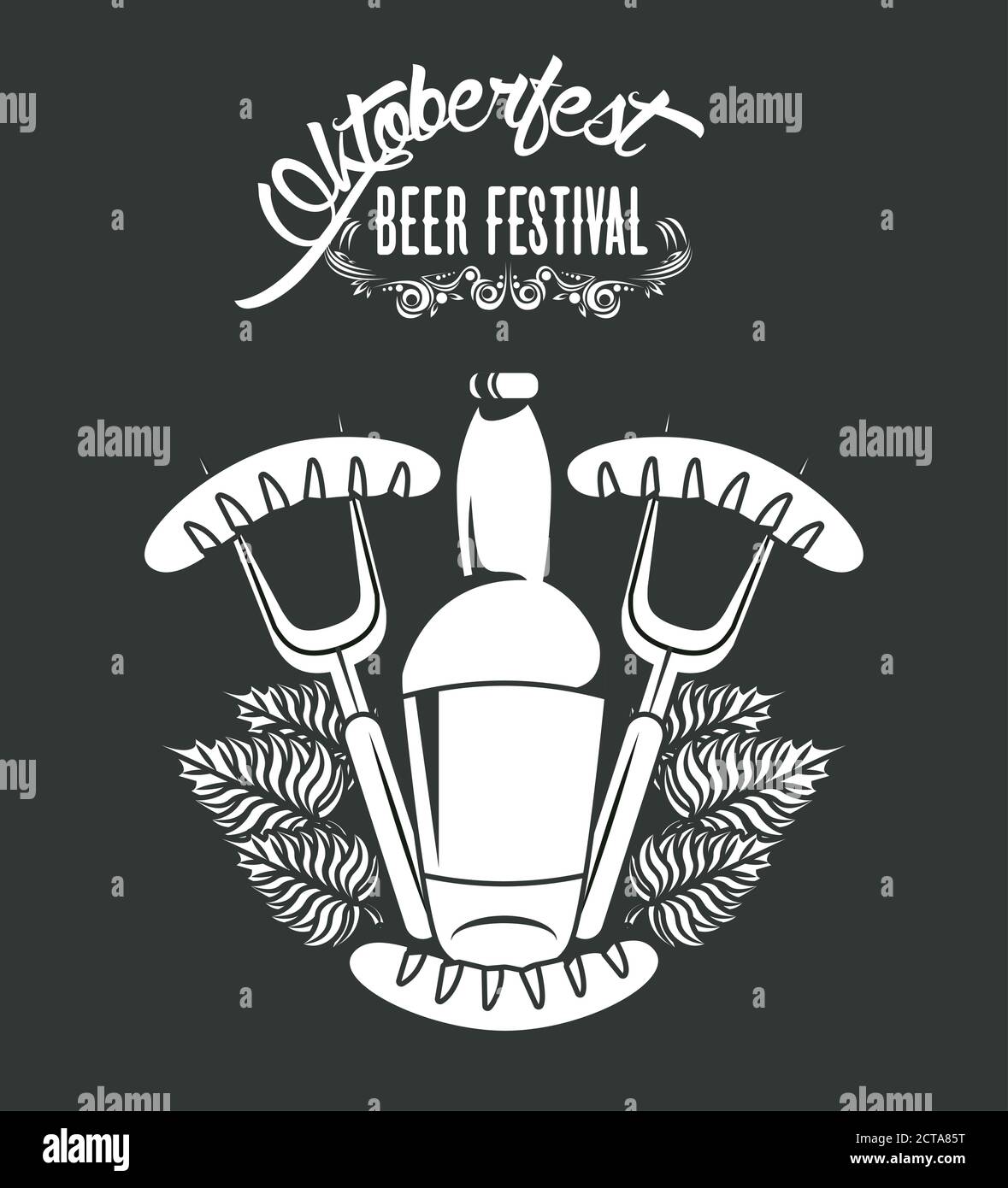 oktoberfest celebration festival poster with beer bottle and sausages ...